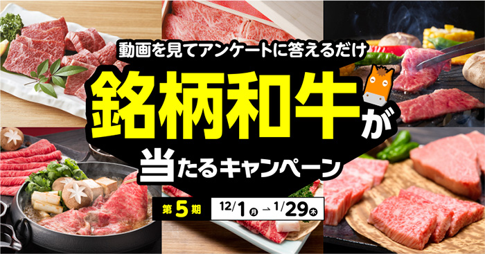 動画を見てアンケートに答えるだけ銘柄和牛が当たるキャンペーン